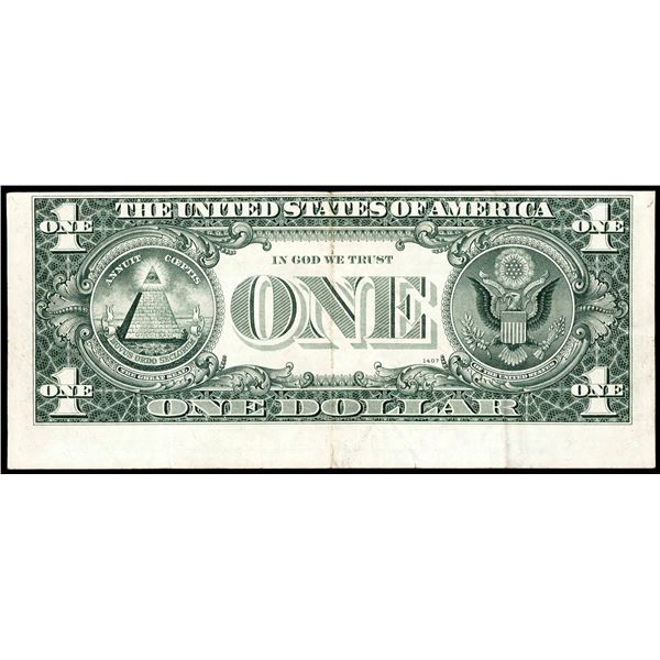 1969B $1 Federal Reserve Note Cleveland Misaligned Back Printing Error