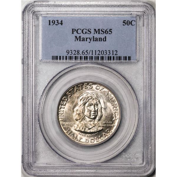 1934 Maryland Tercentenary Commemorative Half Dollar Coin PCGS MS65