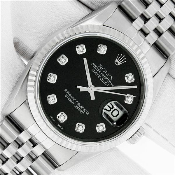 Rolex Men's Stainless Steel Diamond Datejust Watch With Rolex Box