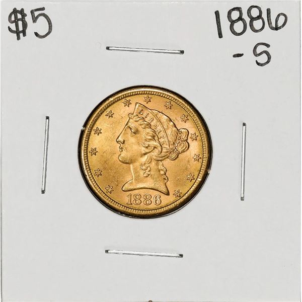 1886-S $5 Liberty Head Half Eagle Gold Coin