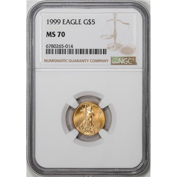 1999 $5 American Gold Eagle Coin NGC MS70