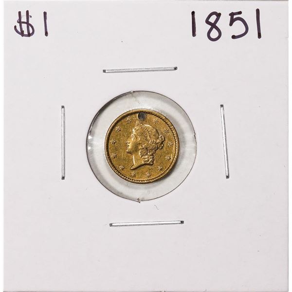 1851 $1 Liberty Head Gold Dollar Coin Holed