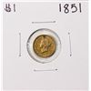 Image 1 : 1851 $1 Liberty Head Gold Dollar Coin Holed