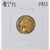 Image 1 : 1911 $2 1/2 Indian Head Quarter Eagle Gold Coin