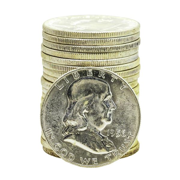 Roll of (20) Brilliant Uncirculated 1956 Franklin Half Dollar Coins