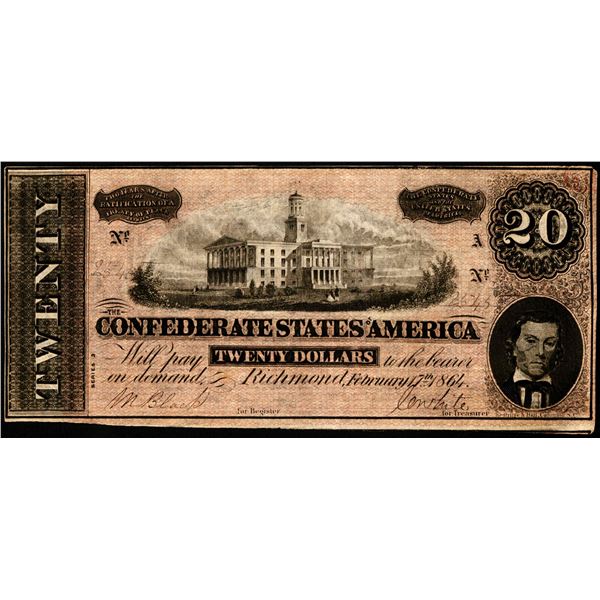 1864 $20 Confederate States of America Note