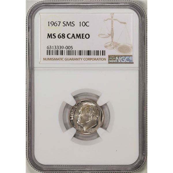 1967 SMS Roosevelt Dime Coin NGC MS68 cameo