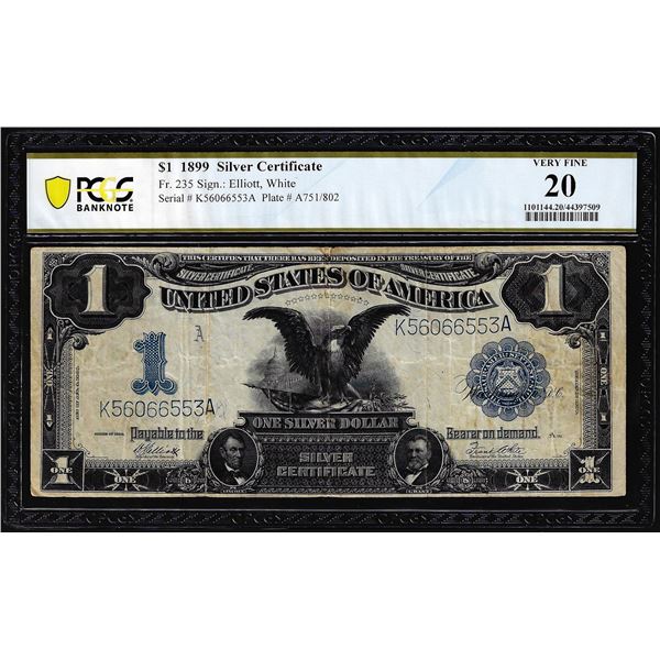 1899 $1 Black Eagle Silver Certificate Note Fr.235 PCGS Very Fine 20