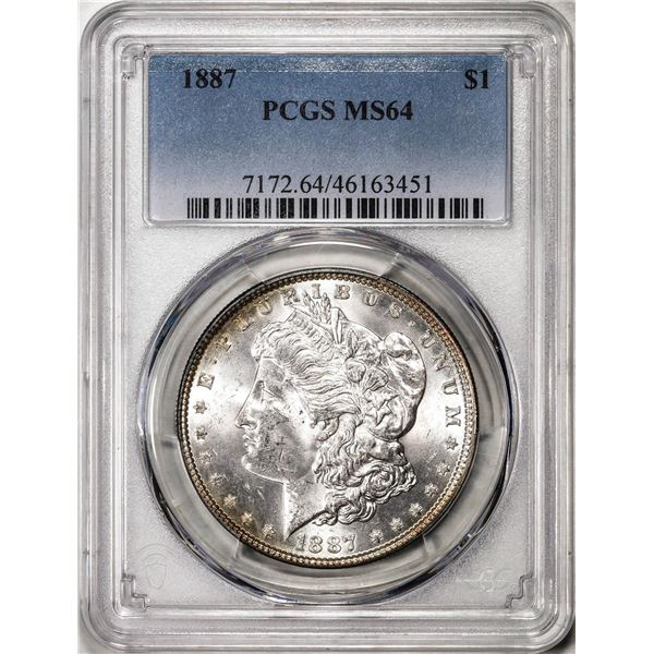 1887 $1 Morgan Silver Dollar Coin PCGS MS64