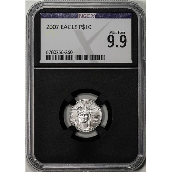 2007 $10 Platinum American Eagle Coin NGCX Mint State 9.9