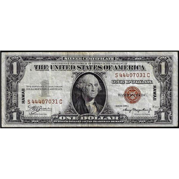 1935A $1 Hawaii WWII Emergency Issue Silver Certificate Note
