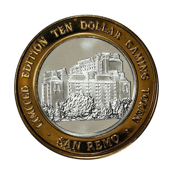 .999 Silver Hotel San Remo Las Vegas, Nevada $10 Casino Limited Edition Gaming Token
