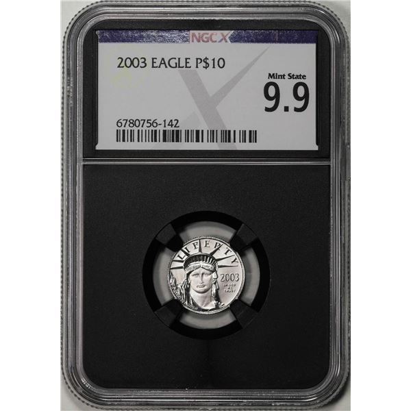 2003 $10 Platinum American Eagle Coin NGCX Mint State 9.9