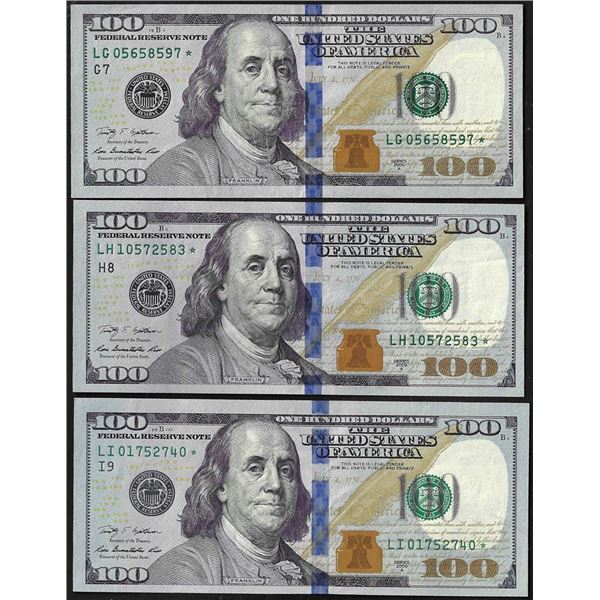 Lot of (3) 2009A $100 Federal Reserve STAR Notes
