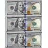 Image 1 : Lot of (3) 2009A $100 Federal Reserve STAR Notes