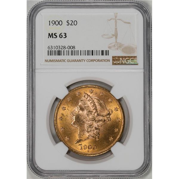1900 $20 Liberty Head Double Eagle Gold Coin NGC MS63