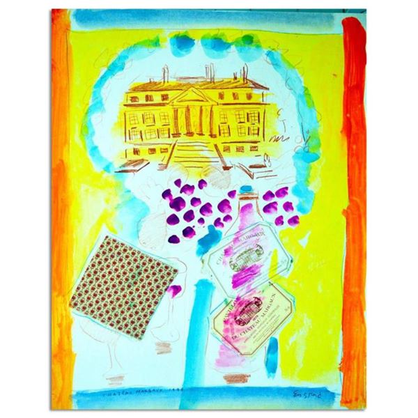Ensrud "Chateau Margaux With 1979 Wine Label" Original Mixed Media On Board