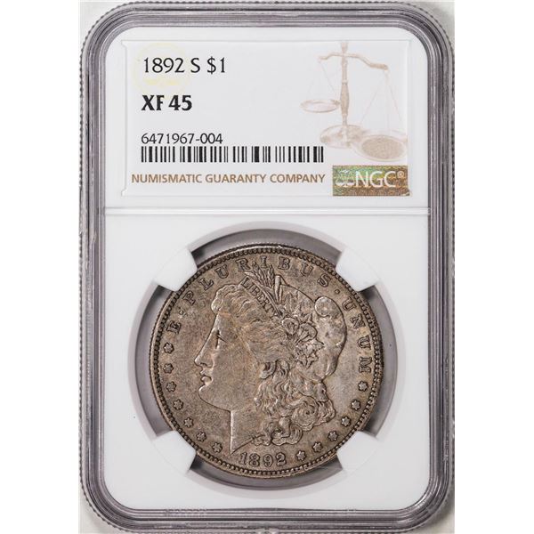 1892-S $1 Morgan Silver Dollar Coin NGC XF45