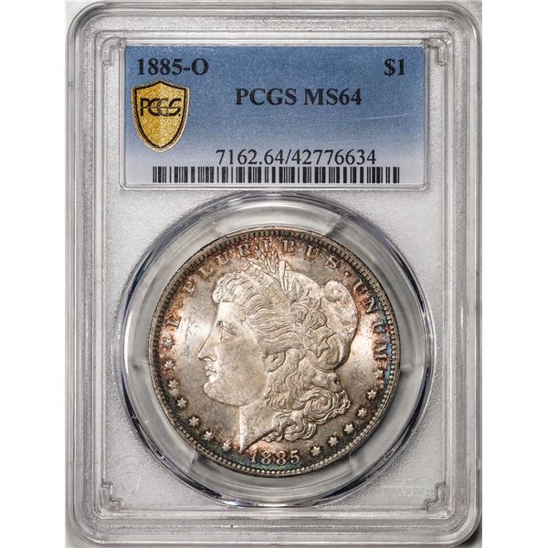 1885-O $1 Morgan Silver Dollar Coin PCGS MS64 Nice Toning
