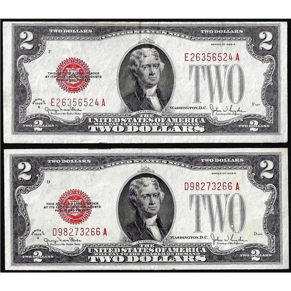 Lot of (2) 1928G $2 Legal Tender Notes