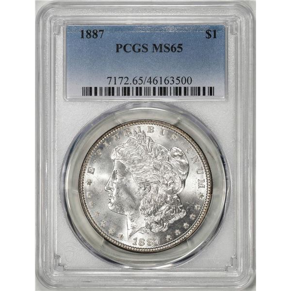 1887 $1 Morgan Silver Dollar Coin PCGS MS65