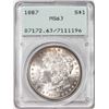 Image 1 : 1887 $1 Morgan Silver Dollar Coin PCGS MS63 Old Rattler Holder