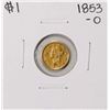 Image 1 : 1853-O $1 Type 1 Liberty Head Gold Dollar Coin w/Solder Marks