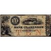 Image 1 : 1856 $10 Bank of Clarendon Fayetteville, North Carolina Obsolete Bank Note