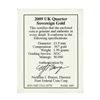Image 3 : 2009 Great Britain 1/4 Sovereign Gold Coin NGC MS69