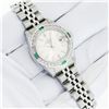 Image 3 : Rolex Ladies Stainless Steel Silver Index Emerald and Diamond Date Wristwatch