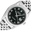 Image 1 : Rolex Mens Stainless Steel Black Roman Datejust Wristwatch With Box