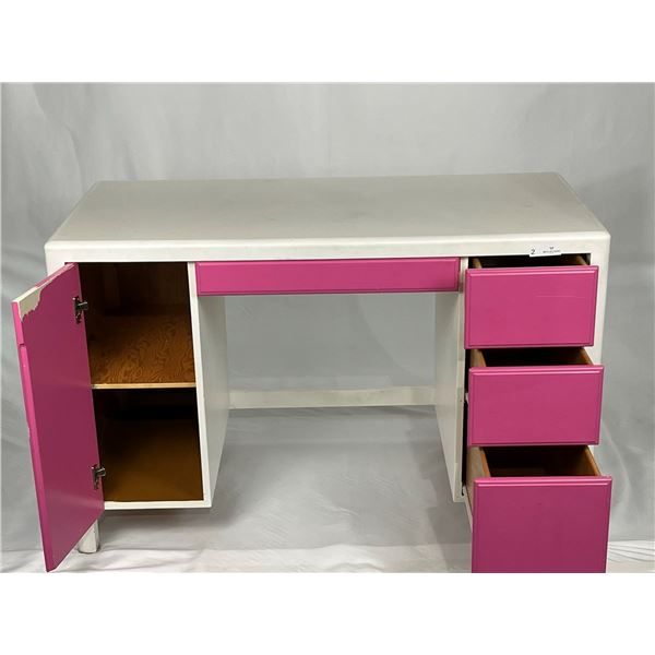 Large Pink and White Solid Wood Handmade Desk