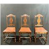 Image 2 : Three Vintage Wooden Chairs with Leather Seats
