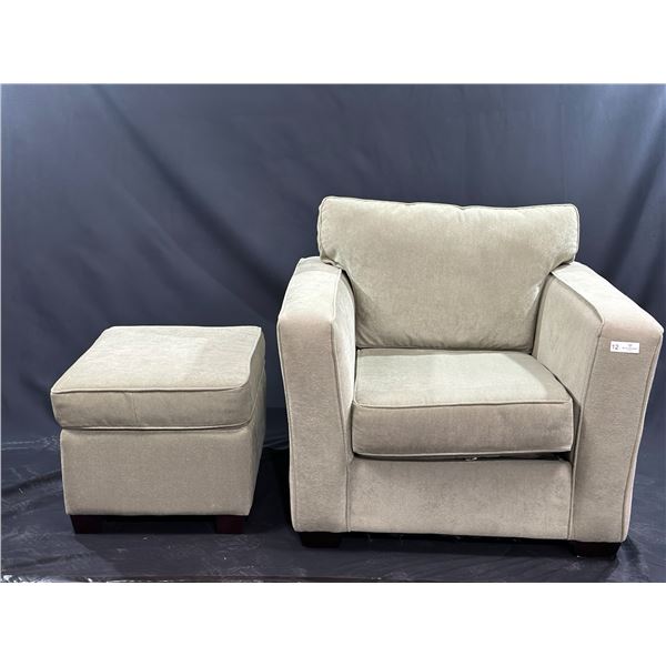 Pastel Green Armchair with Ottoman