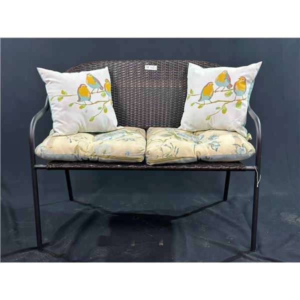 Outdoor Love Seat with Throw Pillows and Protective Cover