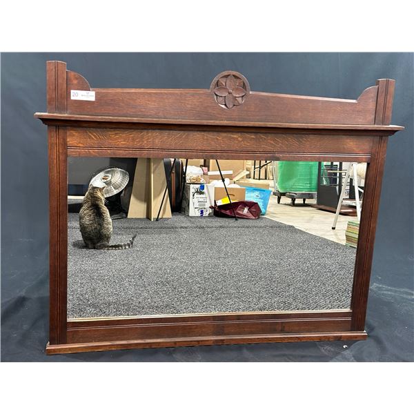 Antique Mirror and Wood Mantel with Floral Design