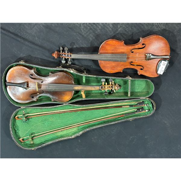 Two Vintage Violins with Bows