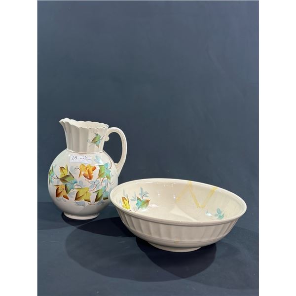 Vintage Decorative Water Pitcher And Bowl.