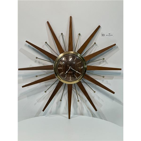 Mid Century Starburst Clock by Westclox, It Works!