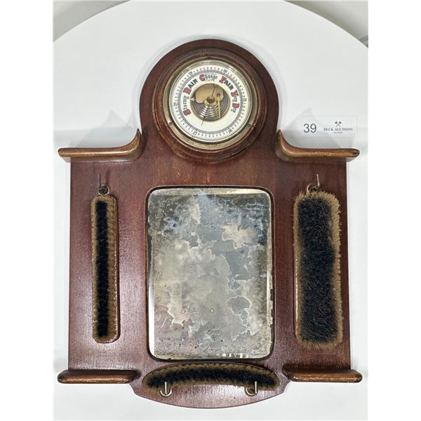 Antique Brush and Barometer Mirror Set