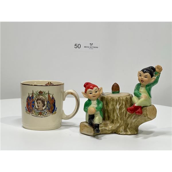 Queen Elizabeth Tea Cup with Ceramic Elf Sugar Bowl
