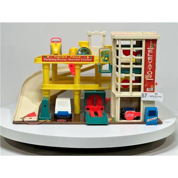 Vintage Fisher Price Parking Garage and Accessories