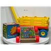 Image 1 : Vintage Mattel Wagon, Winnie the Poo Stacking Bloxes, and Tootsie Toy Block Wagon