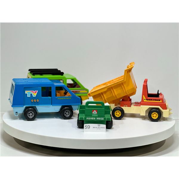 Assorted Vintage Fisher Price Work Vehicles