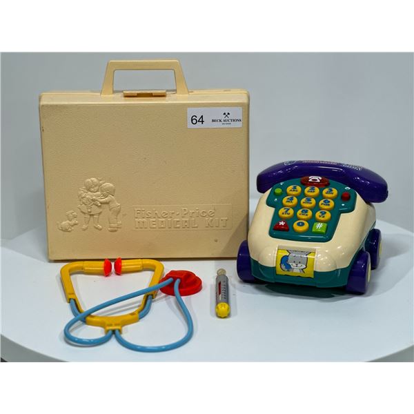 Vintage Fisher Price Medical Set (incomplete) and Toy Phone
