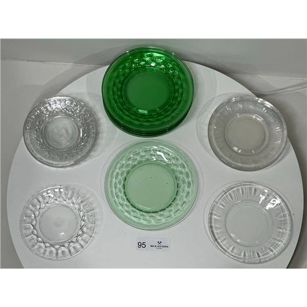 Assorted White and Green Glass Plates