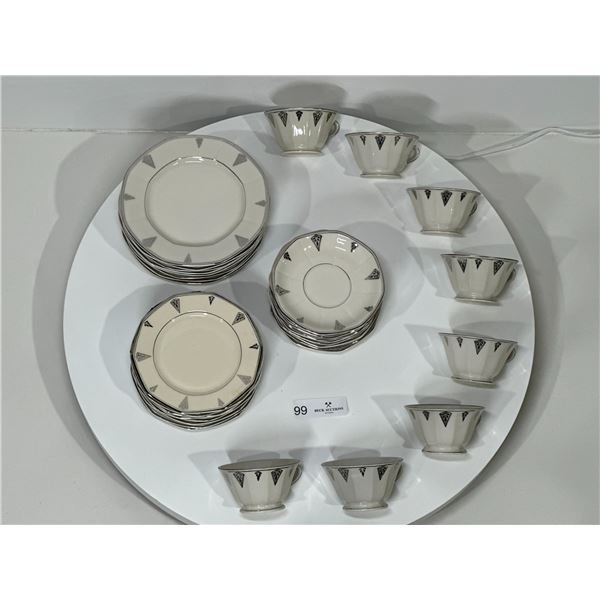 White and Silver Tone Community China Set