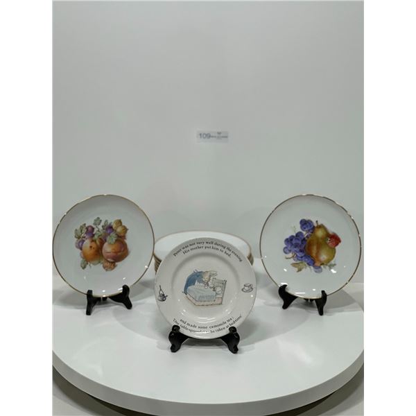 Fruit Style Ceramic Plates with one Peter Rabbit Plate