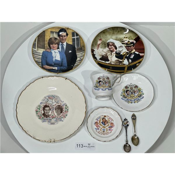 Assorted Princess Diana and Prince Charles Royal Decorative Pieces