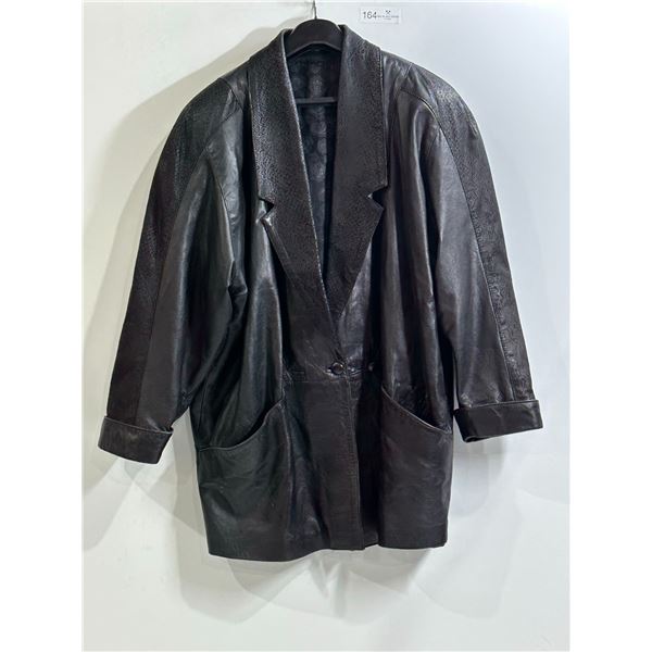 Leather Jacket with Shoulder Pads